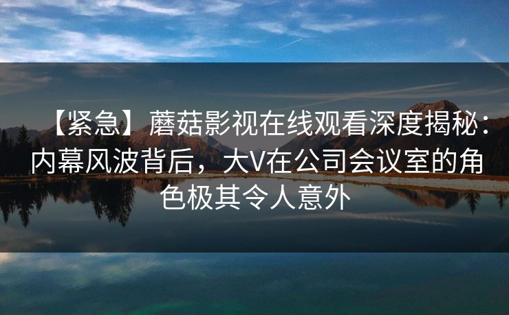 【紧急】蘑菇影视在线观看深度揭秘：内幕风波背后，大V在公司会议室的角色极其令人意外