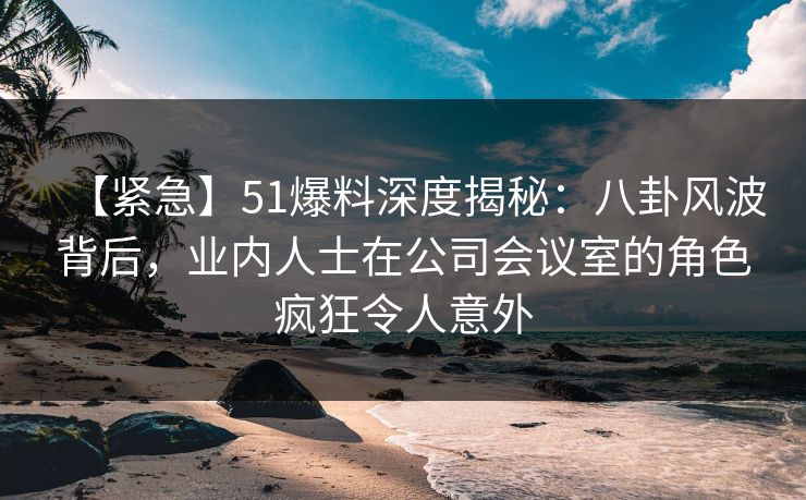 【紧急】51爆料深度揭秘：八卦风波背后，业内人士在公司会议室的角色疯狂令人意外