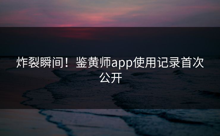 炸裂瞬间！鉴黄师app使用记录首次公开