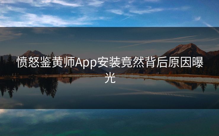 愤怒鉴黄师App安装竟然背后原因曝光