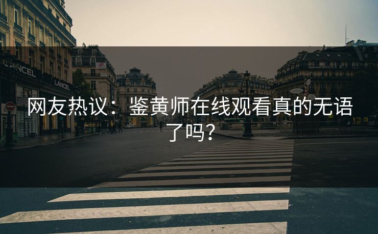 网友热议：鉴黄师在线观看真的无语了吗？