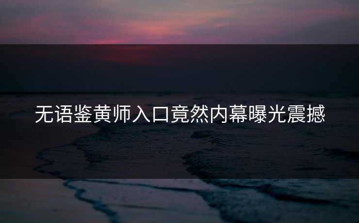 无语鉴黄师入口竟然内幕曝光震撼