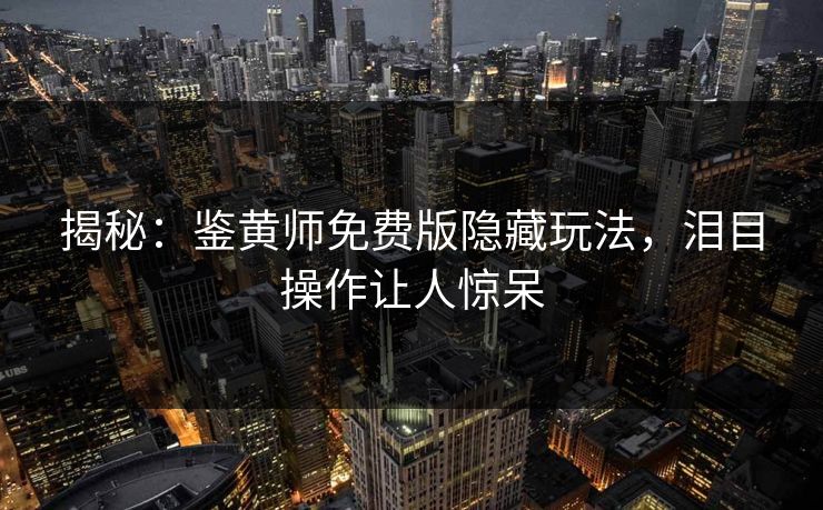 揭秘：鉴黄师免费版隐藏玩法，泪目操作让人惊呆