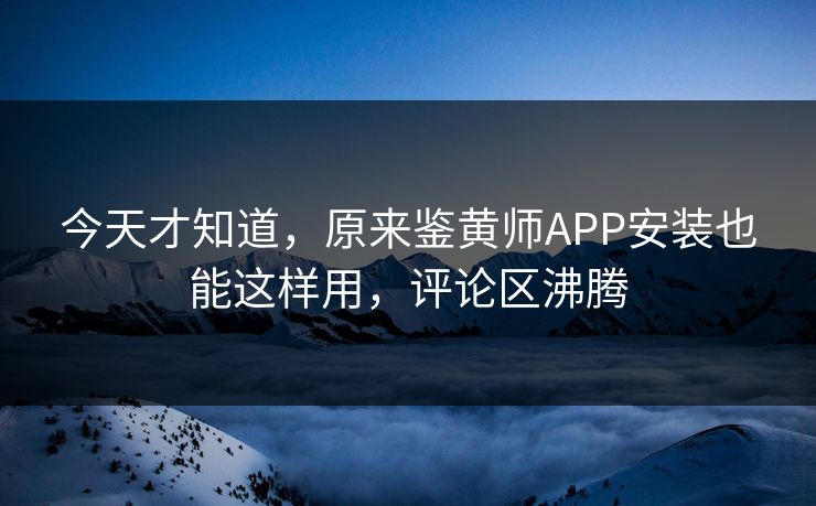 今天才知道，原来鉴黄师APP安装也能这样用，评论区沸腾