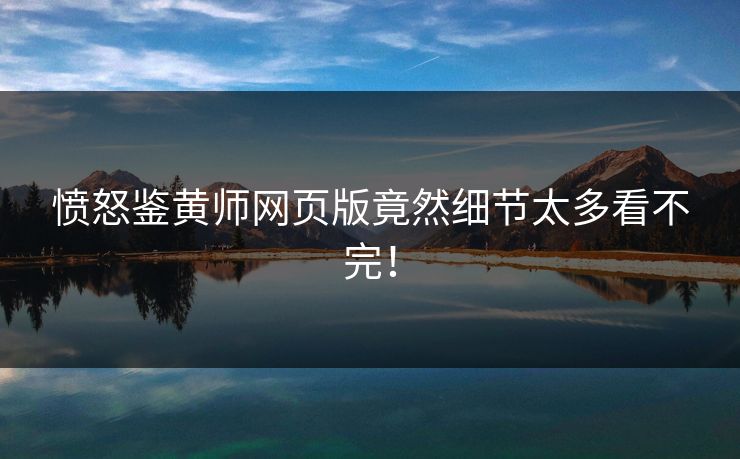 愤怒鉴黄师网页版竟然细节太多看不完！