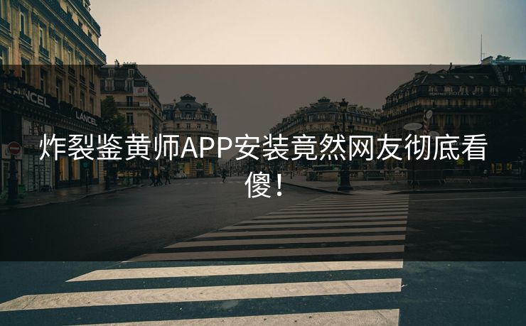 炸裂鉴黄师APP安装竟然网友彻底看傻！