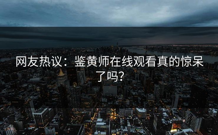 网友热议：鉴黄师在线观看真的惊呆了吗？