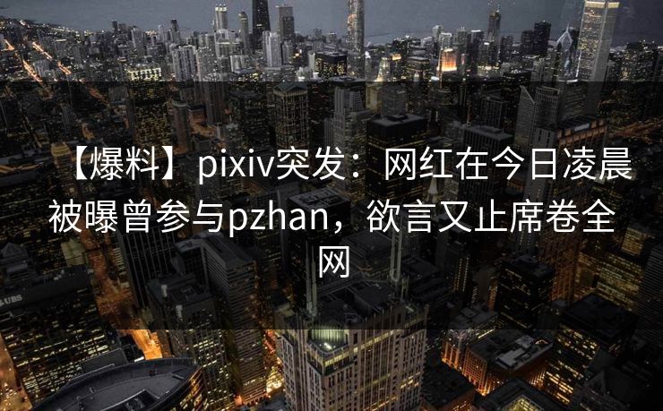 【爆料】pixiv突发：网红在今日凌晨被曝曾参与pzhan，欲言又止席卷全网