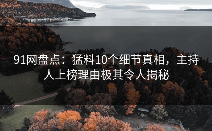 91网盘点：猛料10个细节真相，主持人上榜理由极其令人揭秘