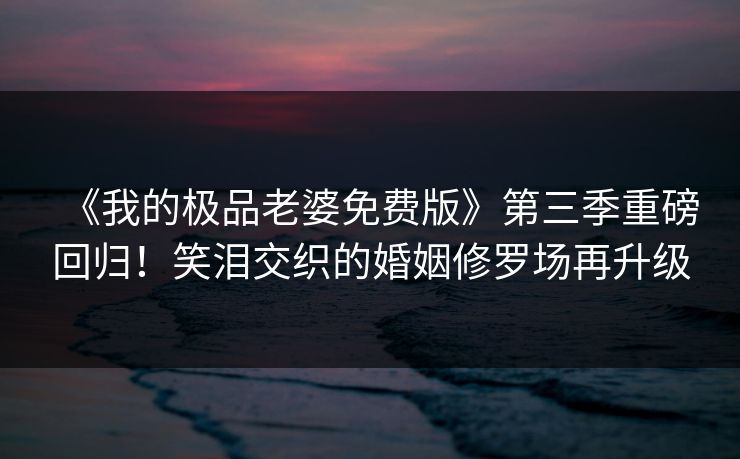 《我的极品老婆免费版》第三季重磅回归！笑泪交织的婚姻修罗场再升级
